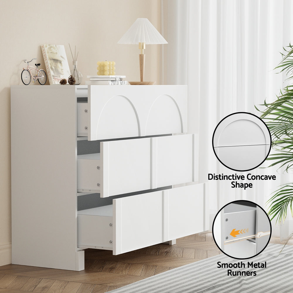 Artiss 3-Drawer Lowboy Dresser Cabinet White
