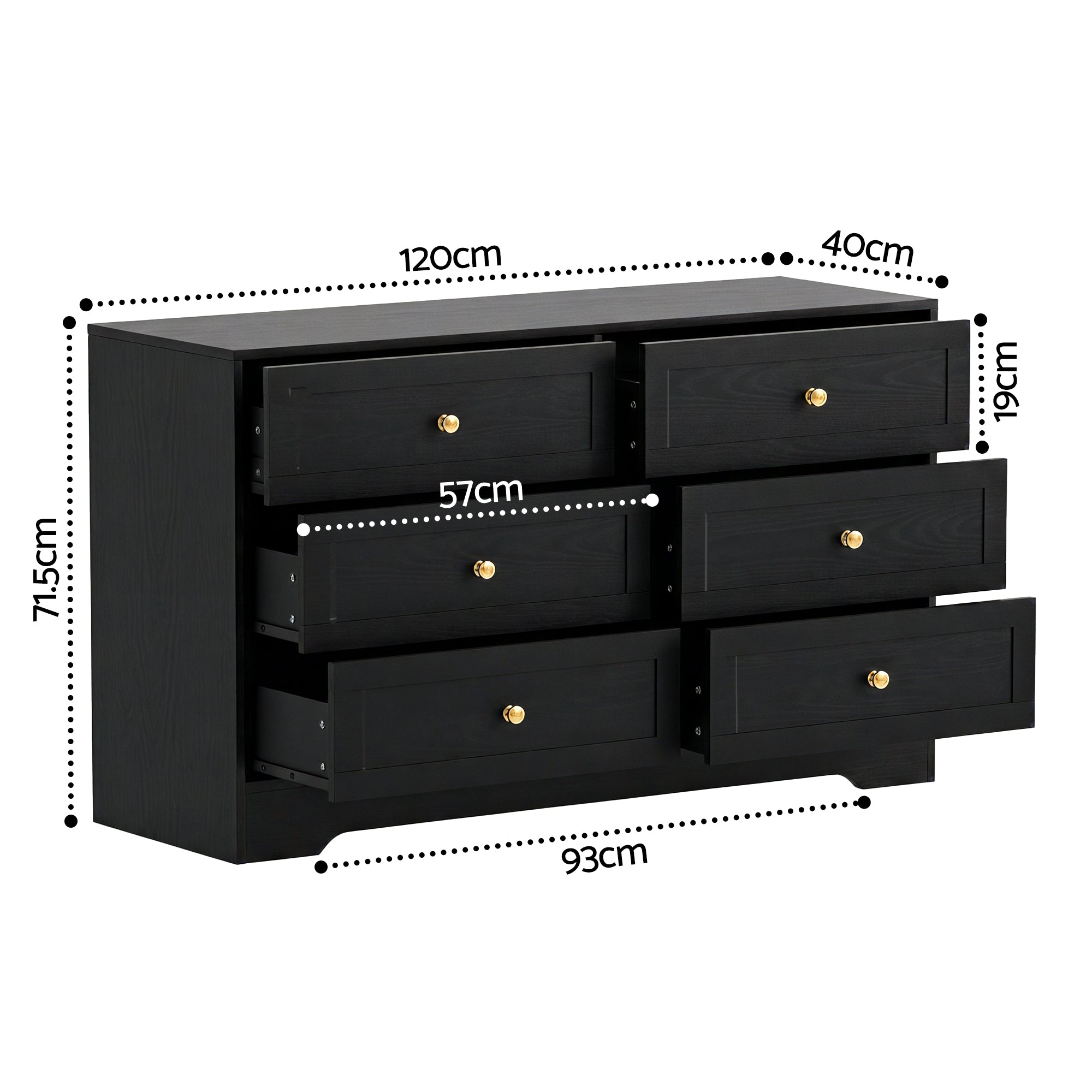 Artiss 6 Chest of Drawers Tallboy Cabinet - LEIF Black