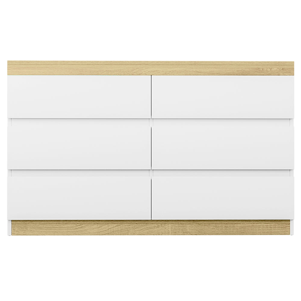LIOR 6-Drawer Tallboy Dresser White Oak