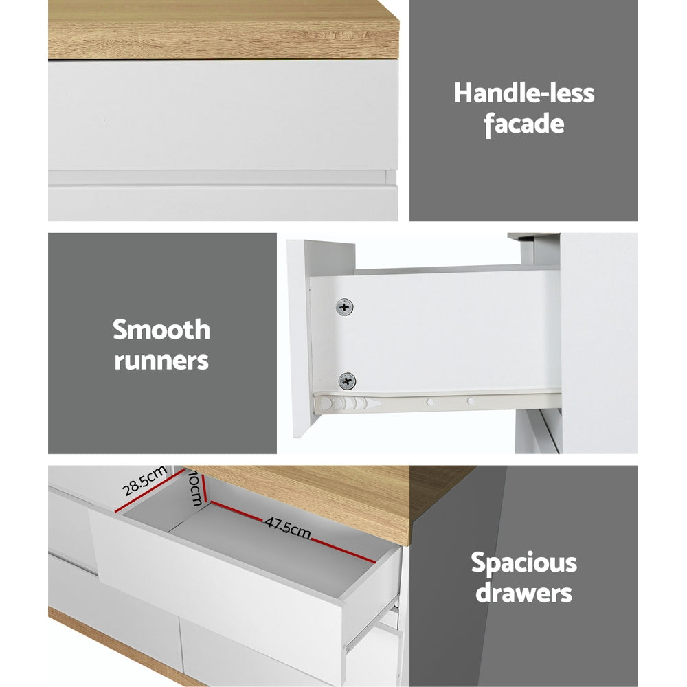 LIOR 6-Drawer Tallboy Dresser White Oak