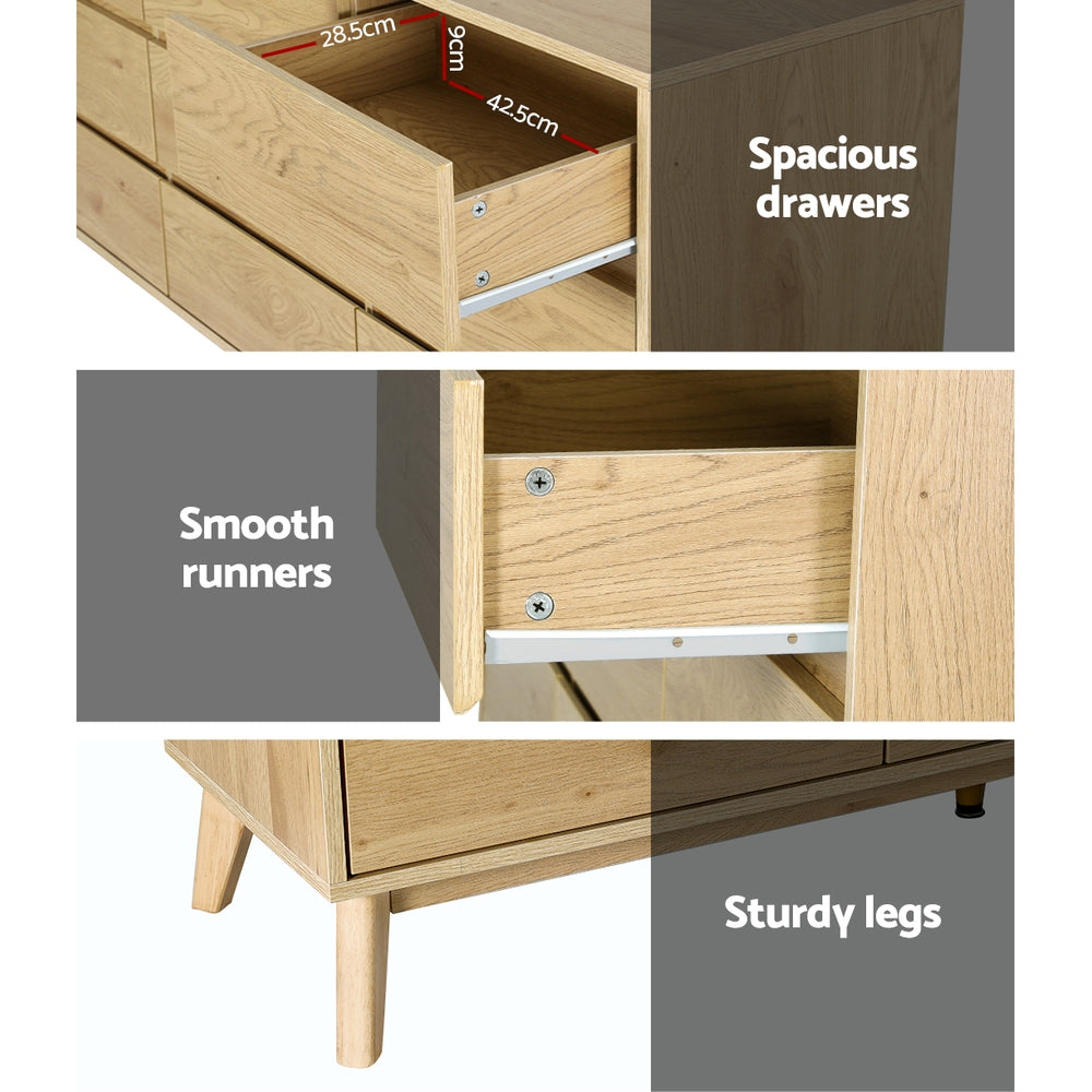 XAVI Tallboy Chest of Drawers 9-Drawer Pine