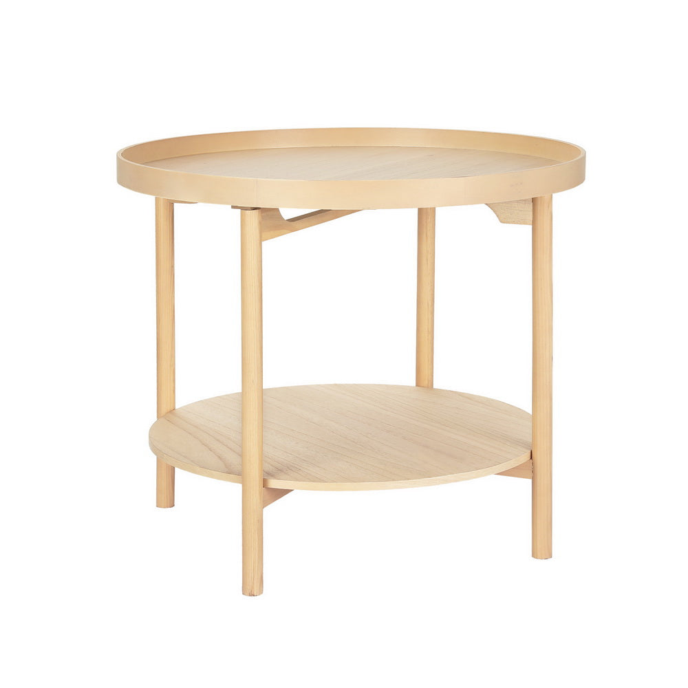 Ermina 70CM Round Coffee Table Pine