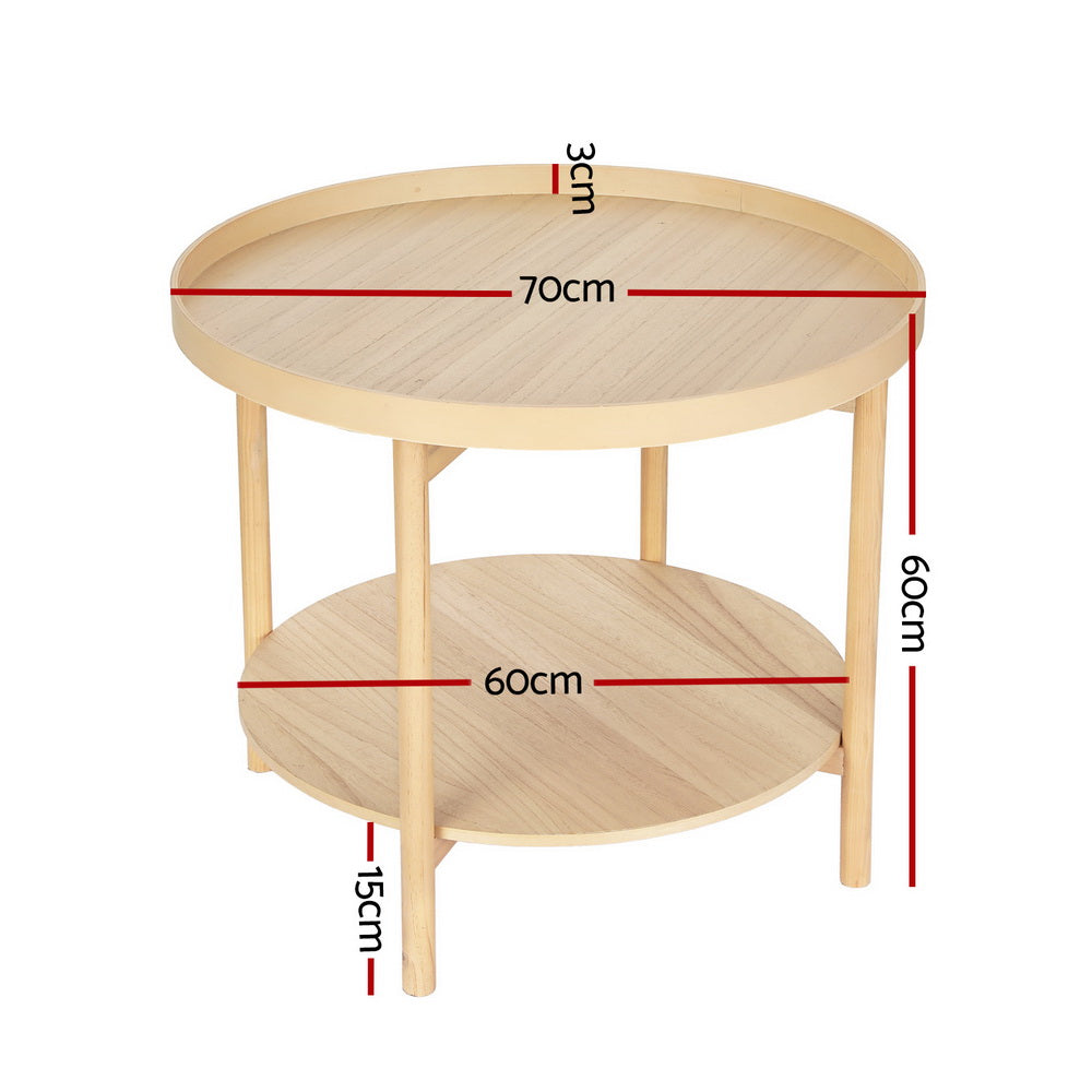 Ermina 70CM Round Coffee Table Pine