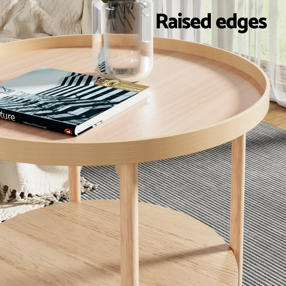 Ermina 70CM Round Coffee Table Pine