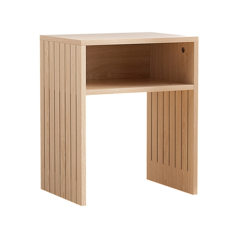 Fluted Pine Coffee Table with Storage Shelf