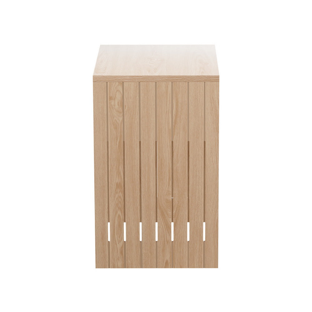 Fluted Pine Coffee Table with Storage Shelf