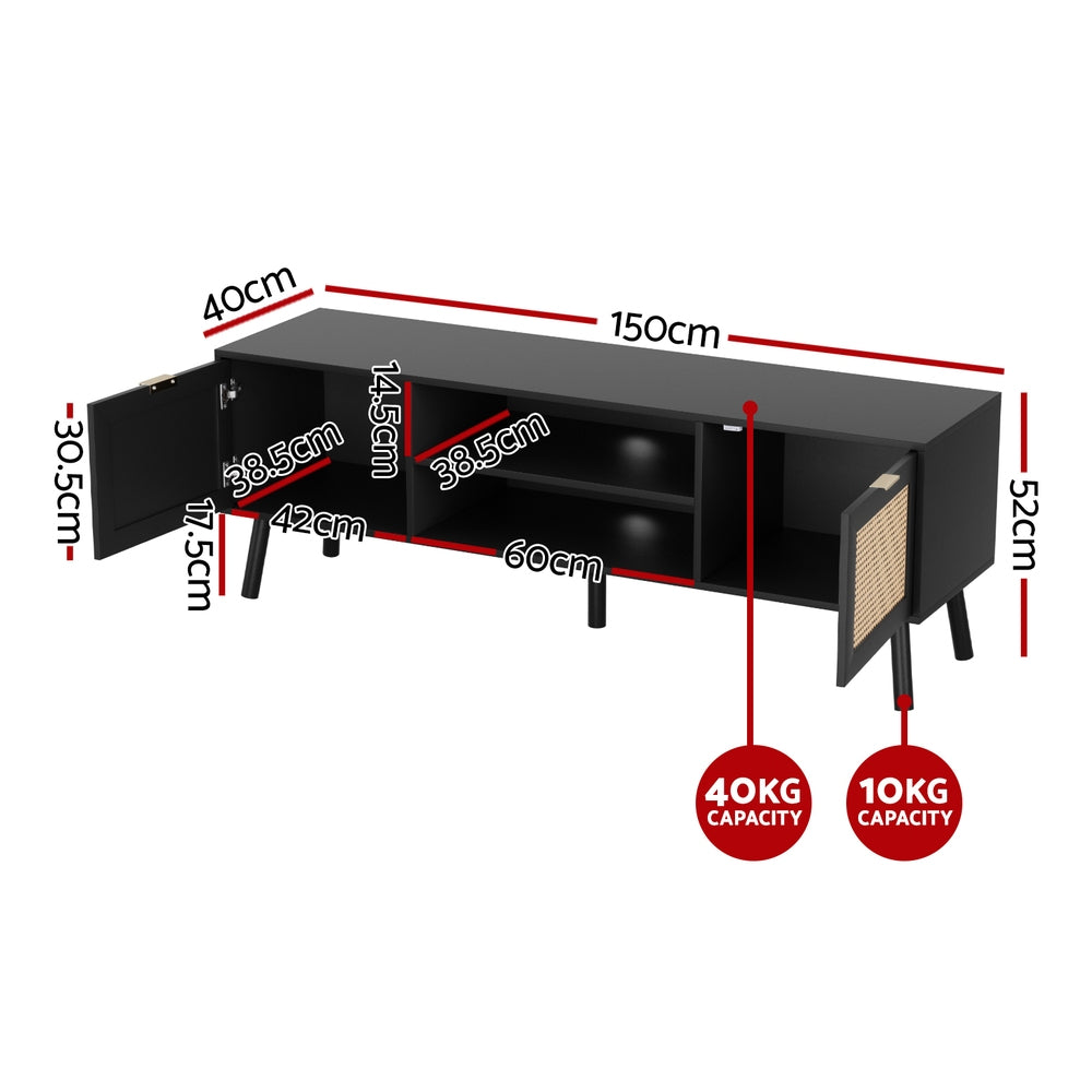 150cm Black TV Unit Storage Cabinet