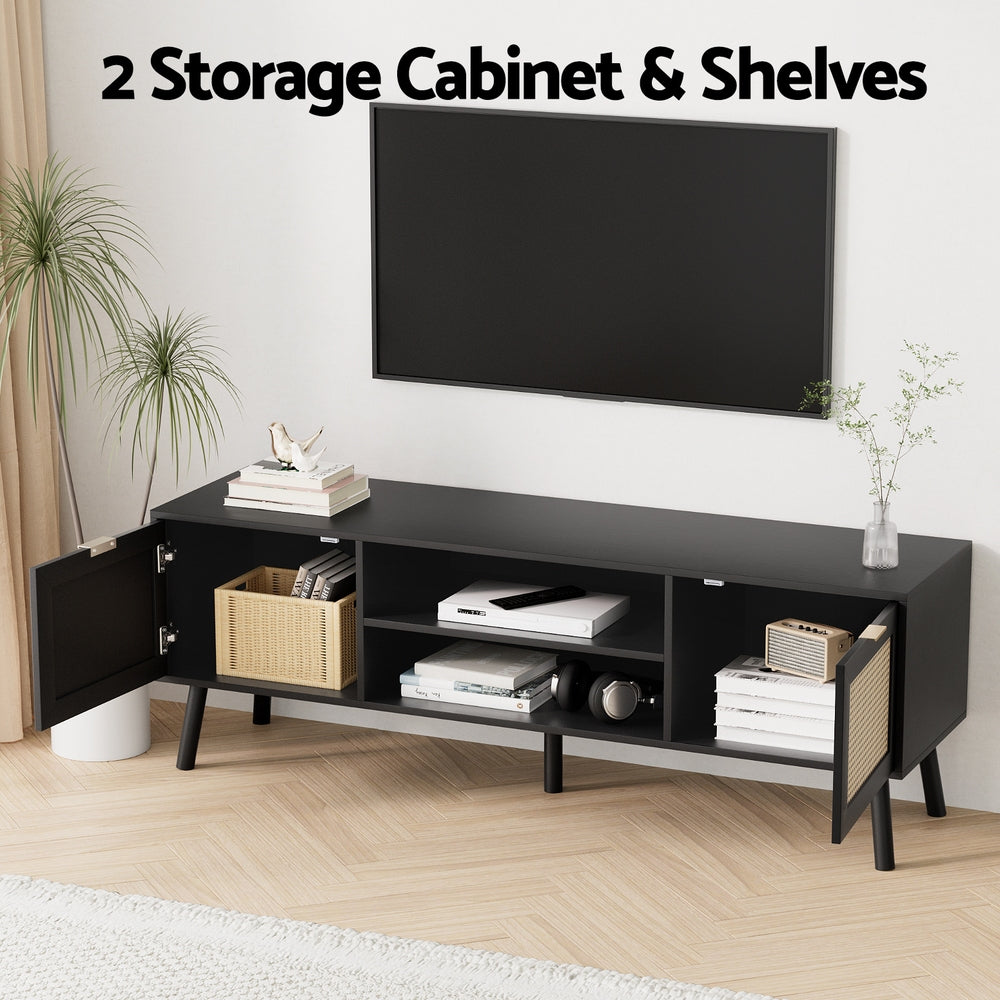 150cm Black TV Unit Storage Cabinet