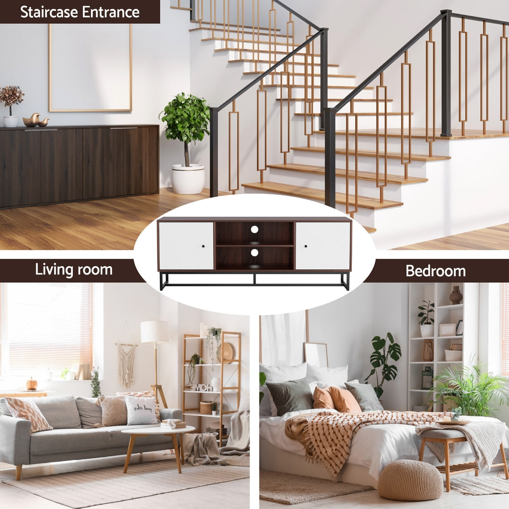 Walnut White 150cm TV Unit Storage Shelves