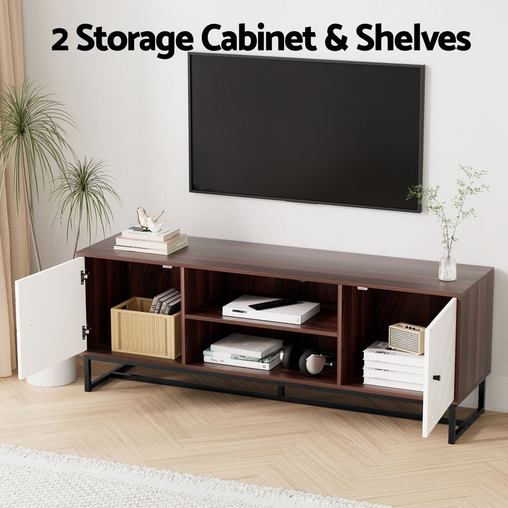 Walnut White 150cm TV Unit Storage Shelves