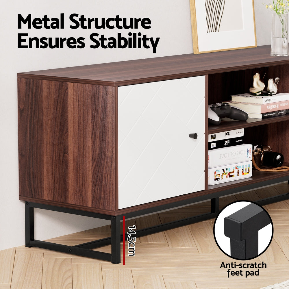 Walnut White 150cm TV Unit Storage Shelves