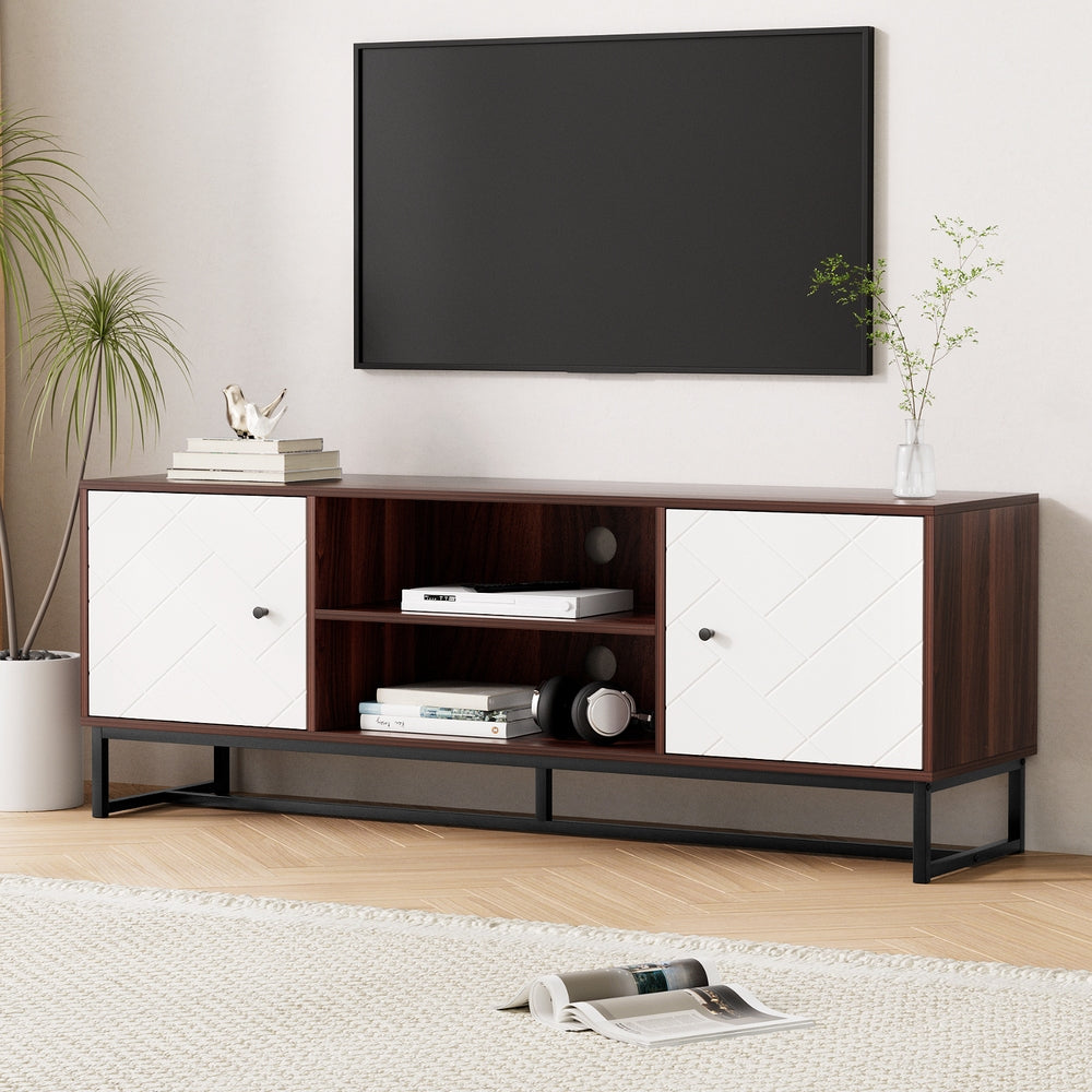 Walnut White 150cm TV Unit Storage Shelves