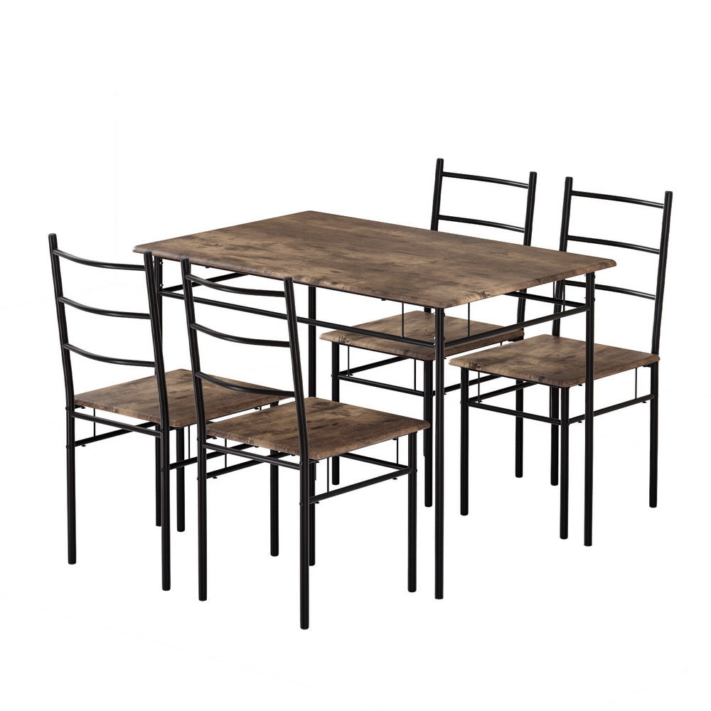 Doria 5-Piece Dining Table and Chairs Set Industrial Walnut