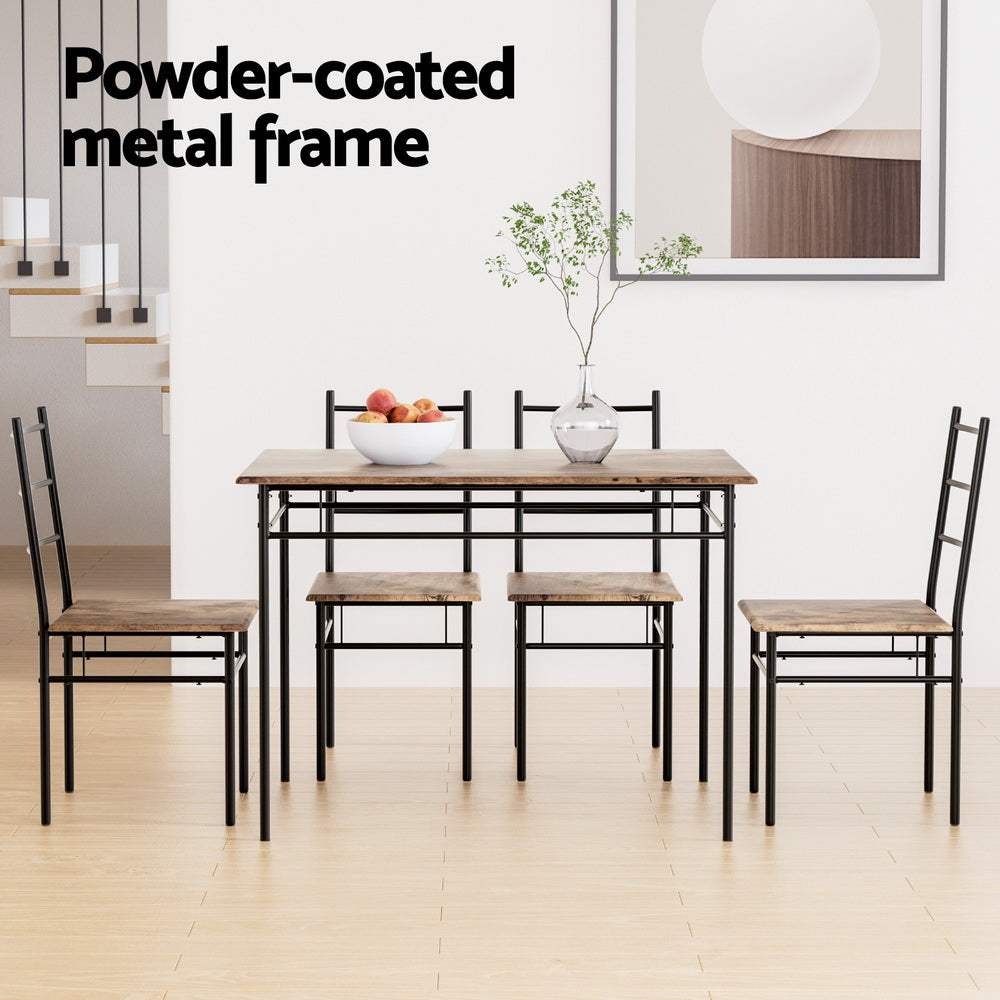 Doria 5-Piece Dining Table and Chairs Set Industrial Walnut
