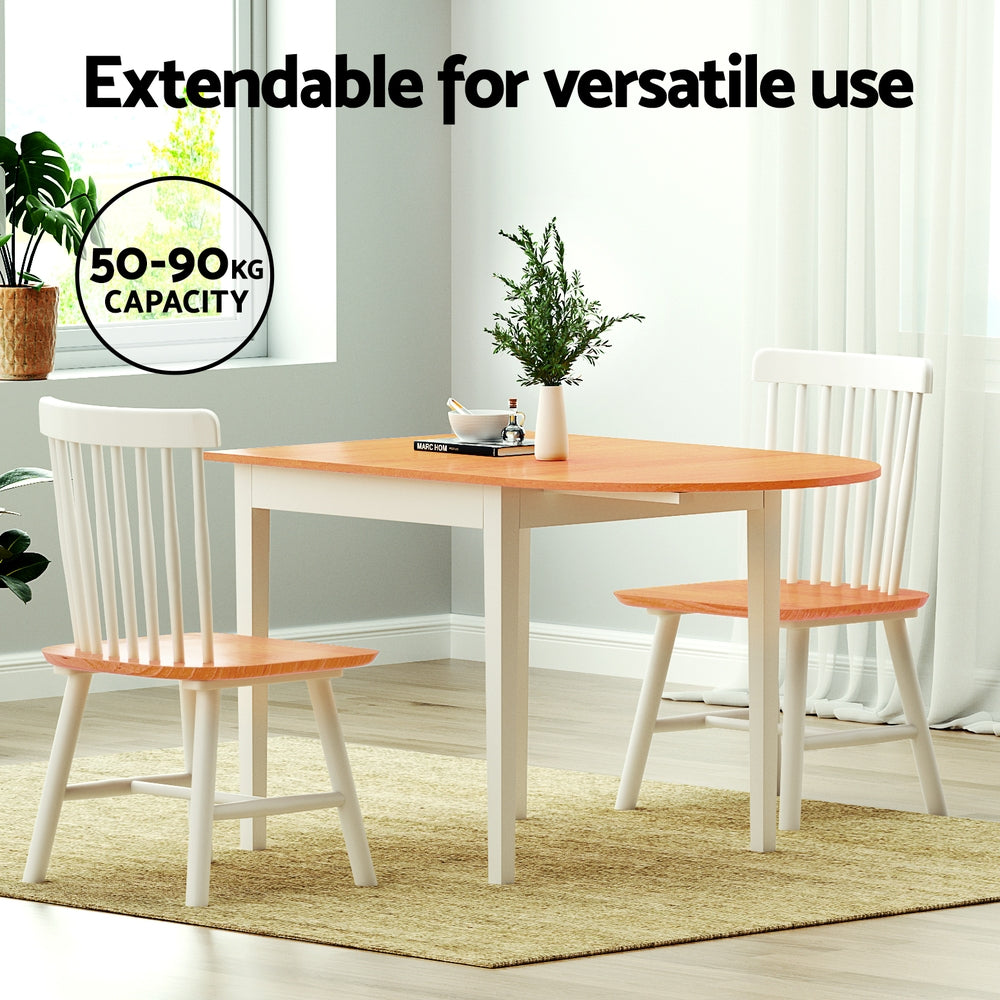 Artiss 1.1m Extendable Dining Table Pine White