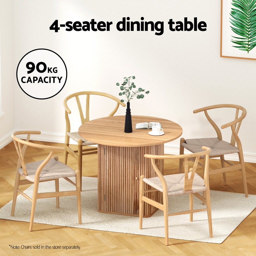 Artiss 1M Dining Table Storage Base Pine 4-Seater