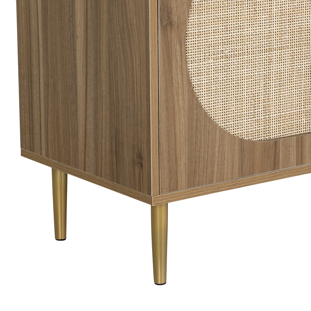 Anya 3-Door Buffet Sideboard Dark Oak Rattan