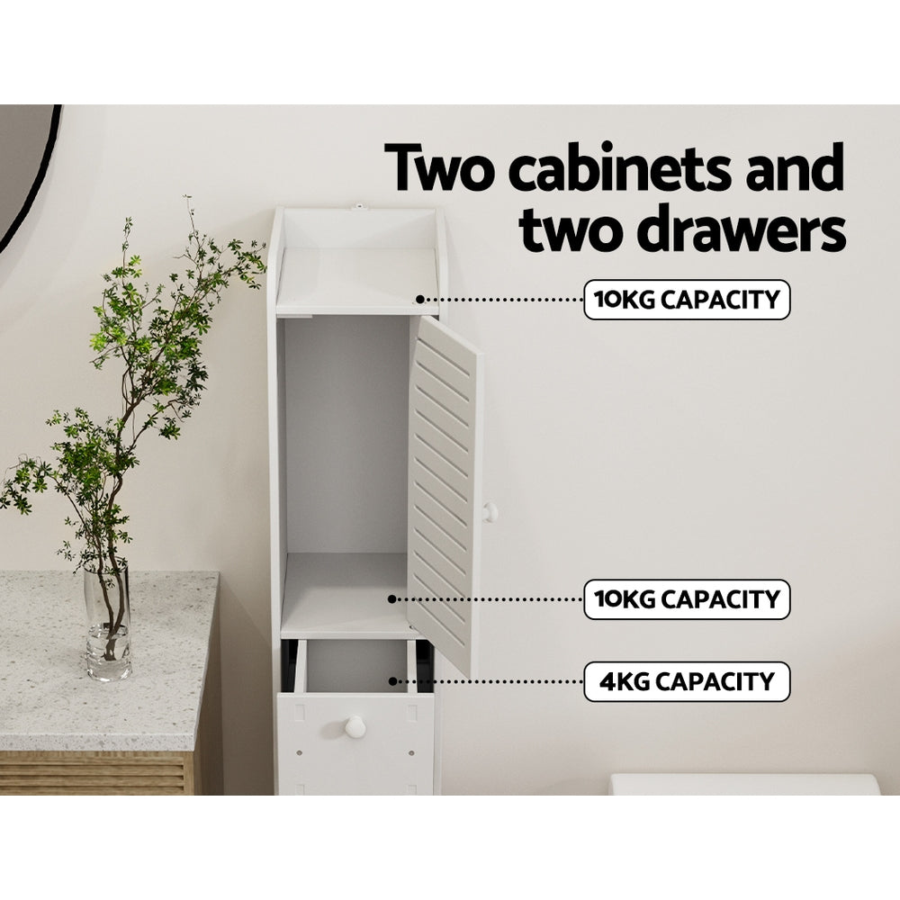 Artiss Slim Corner Bathroom Storage Cabinet White