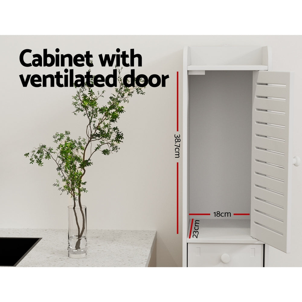Artiss Slim Corner Bathroom Storage Cabinet White