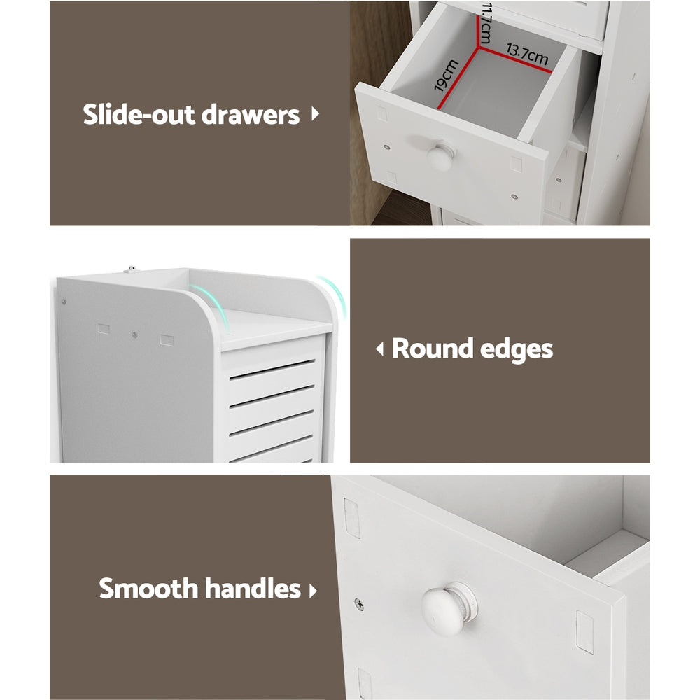 Artiss Slim Corner Bathroom Storage Cabinet White
