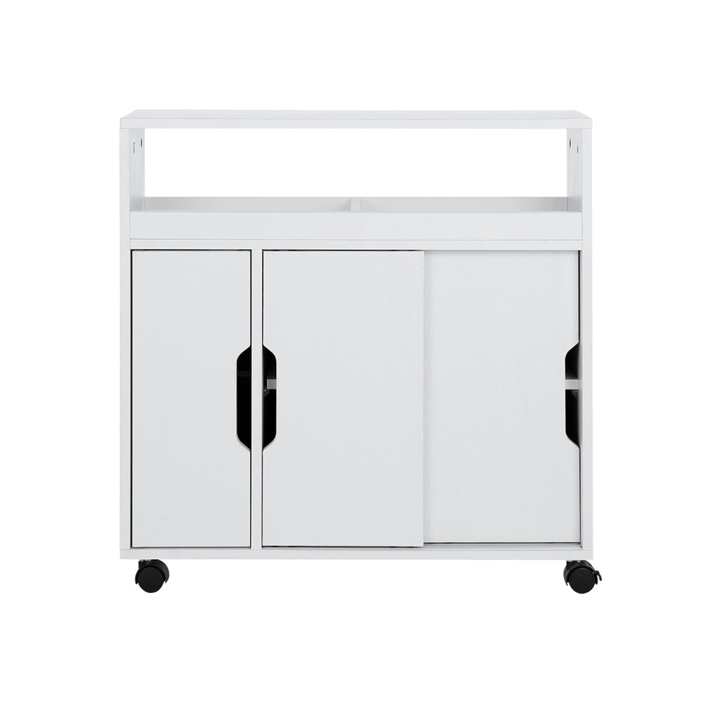 Artiss Bathroom Storage Cabinet 3-Door Caddy with Wheels White