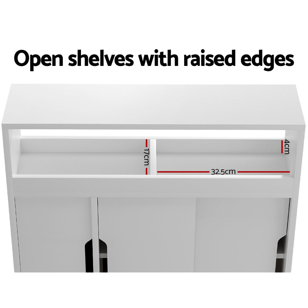 Artiss Bathroom Storage Cabinet 3-Door Caddy with Wheels White