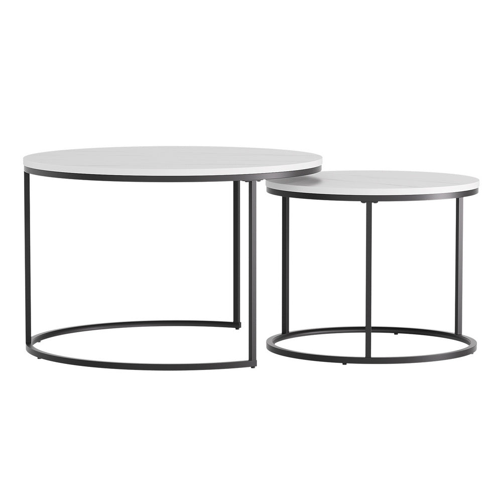 Artiss Nesting Coffee Tables Set of 2 Marble Effect White/Black
