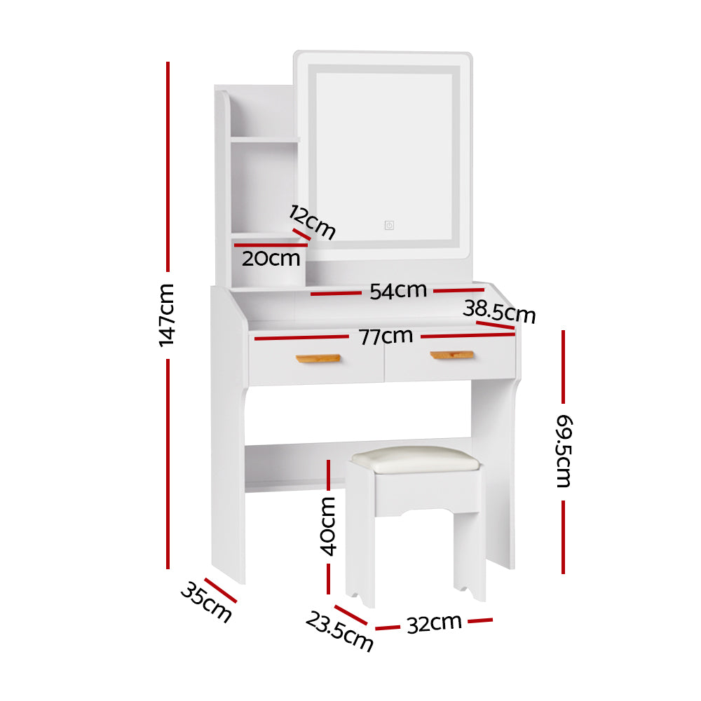 Doria Dressing Table Set LED Mirror White