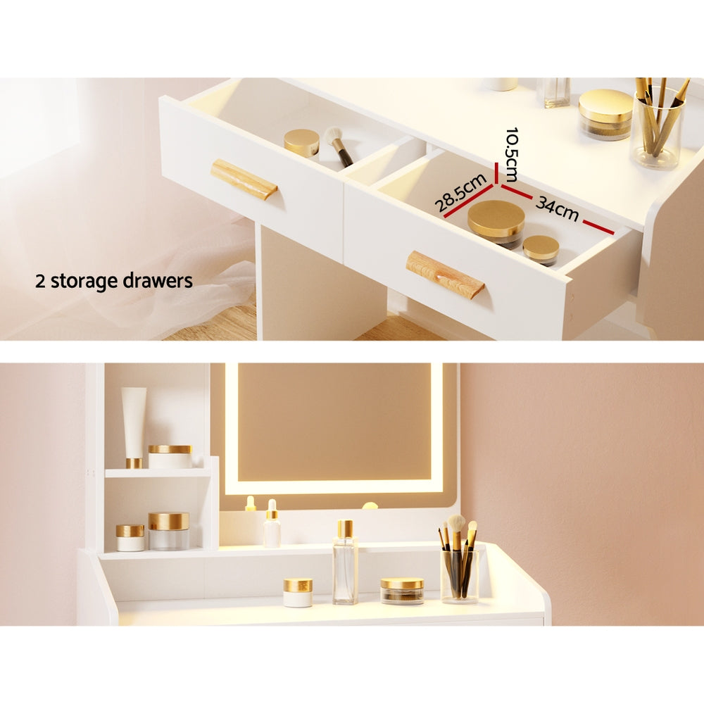 Doria Dressing Table Set LED Mirror White