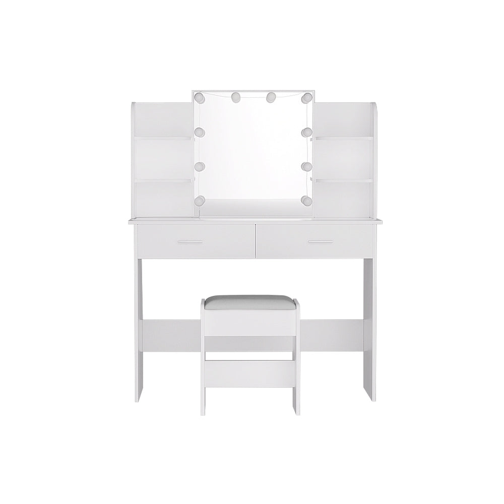 Dulcea Dressing Table Set 10 LED Bulbs White with Stool