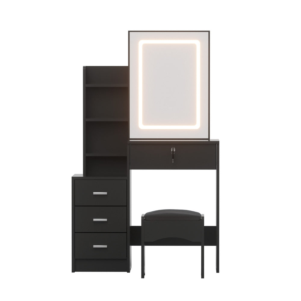 Artiss LED Vanity Desk Set Black with Stool