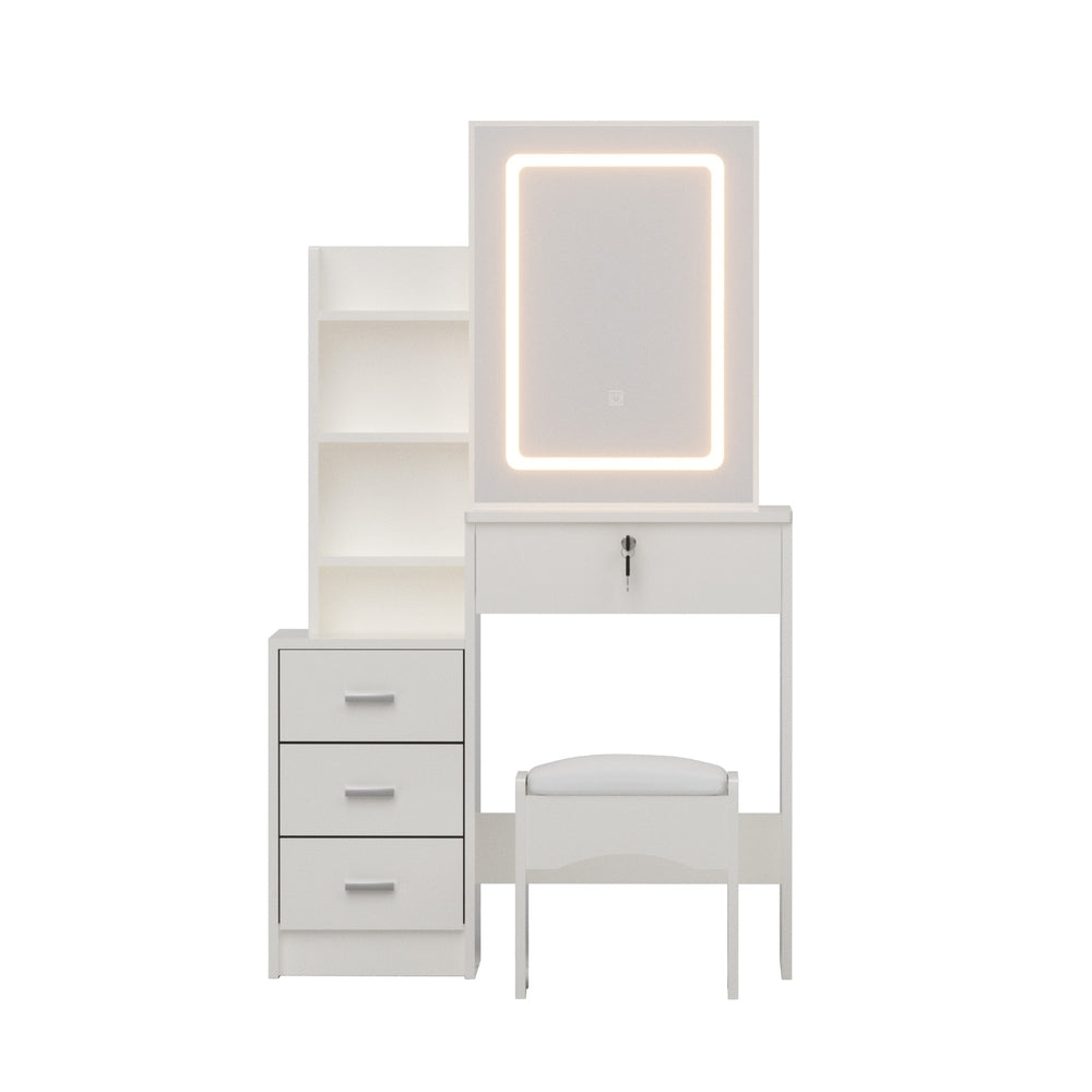 Artiss Vanity Desk Set LED White with Stool