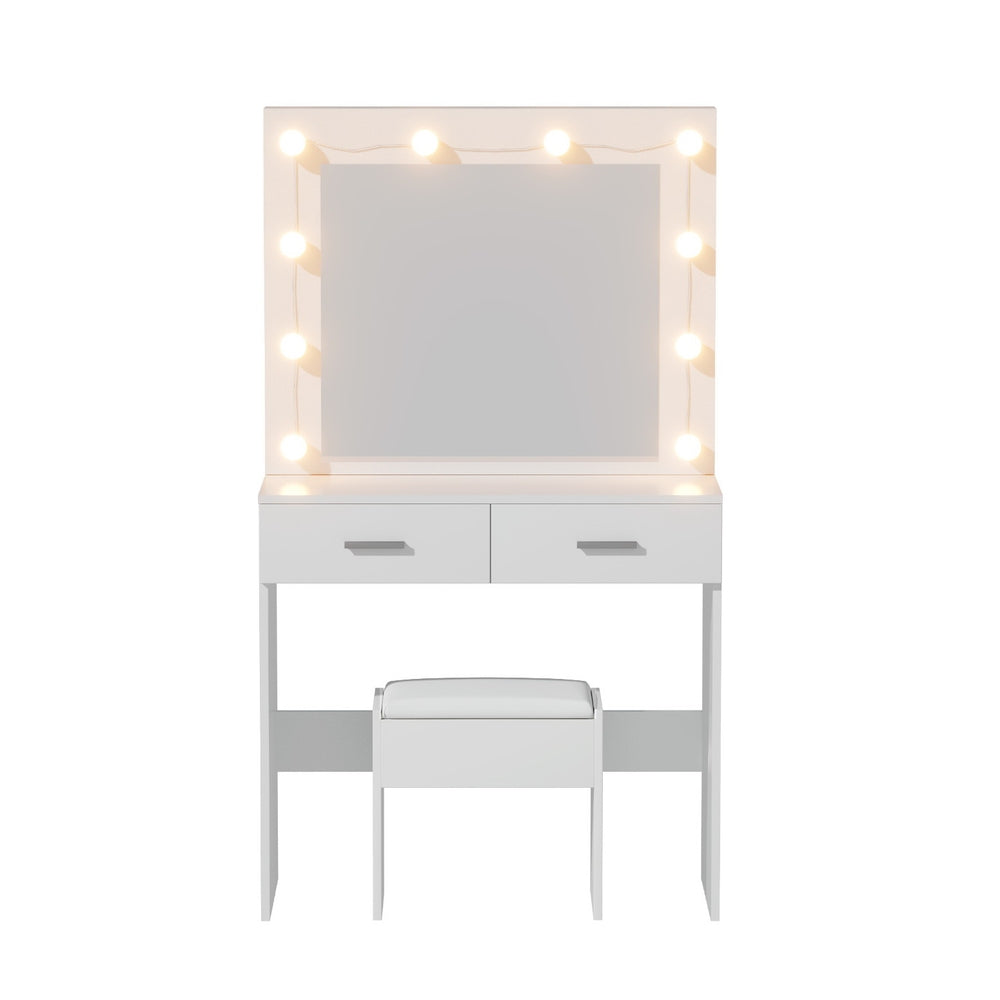 Artiss White Vanity Desk Set 10 LED Bulbs with Stool