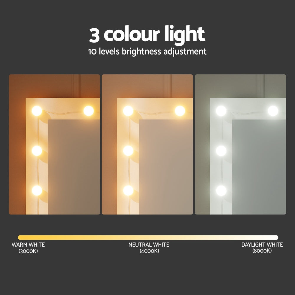 Artiss White Vanity Desk Set 10 LED Bulbs with Stool