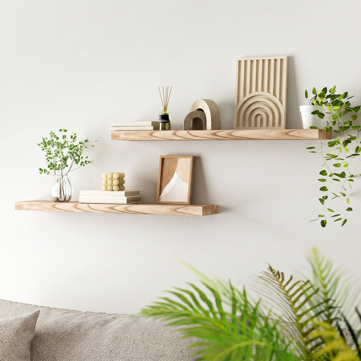Artiss Floating Wall Shelf Set of 2 Wood 90cm