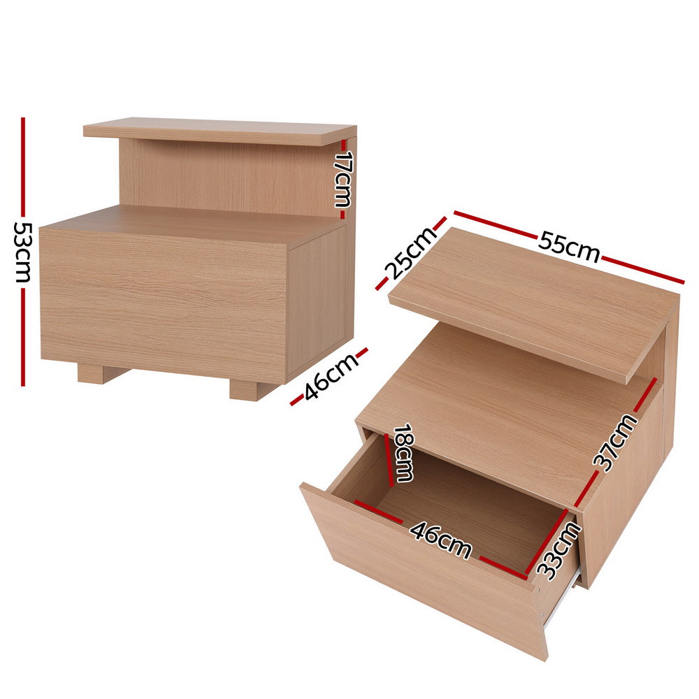 Artiss Pine Bedside Table 1 Drawer