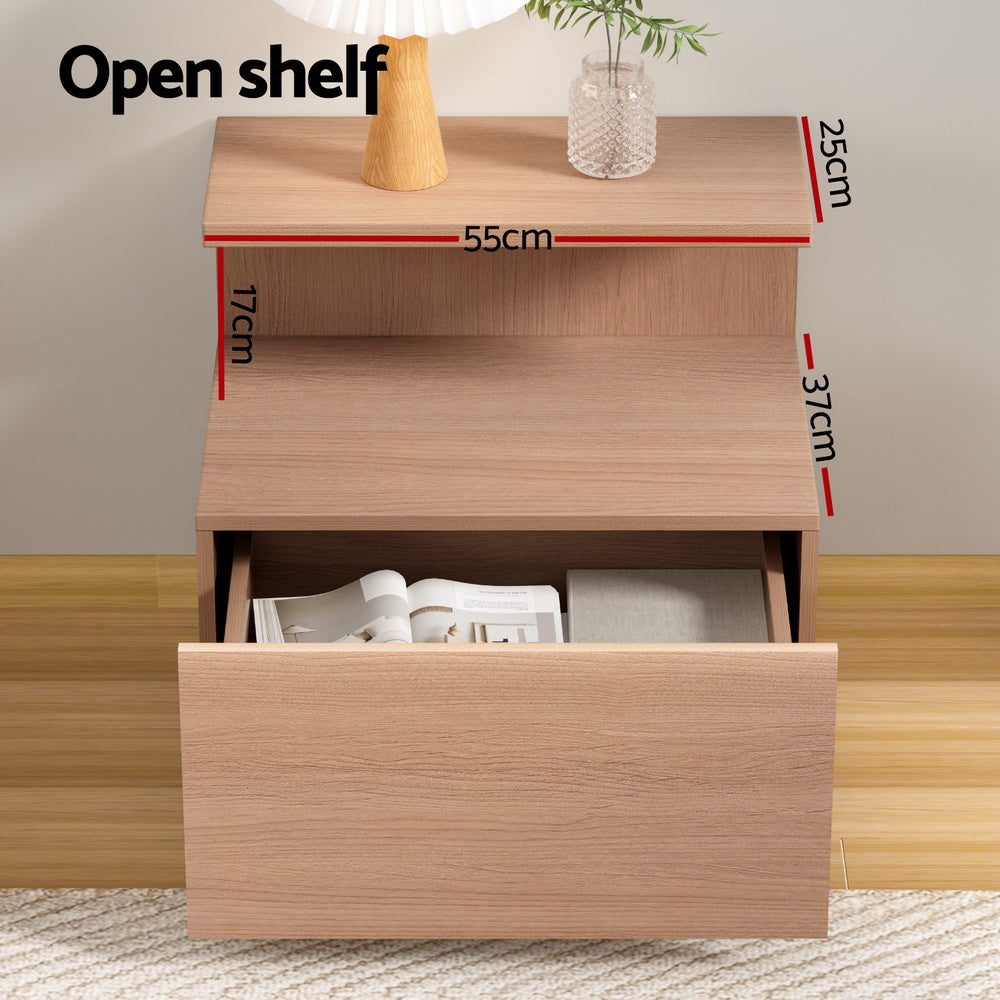Artiss Pine Bedside Table 1 Drawer