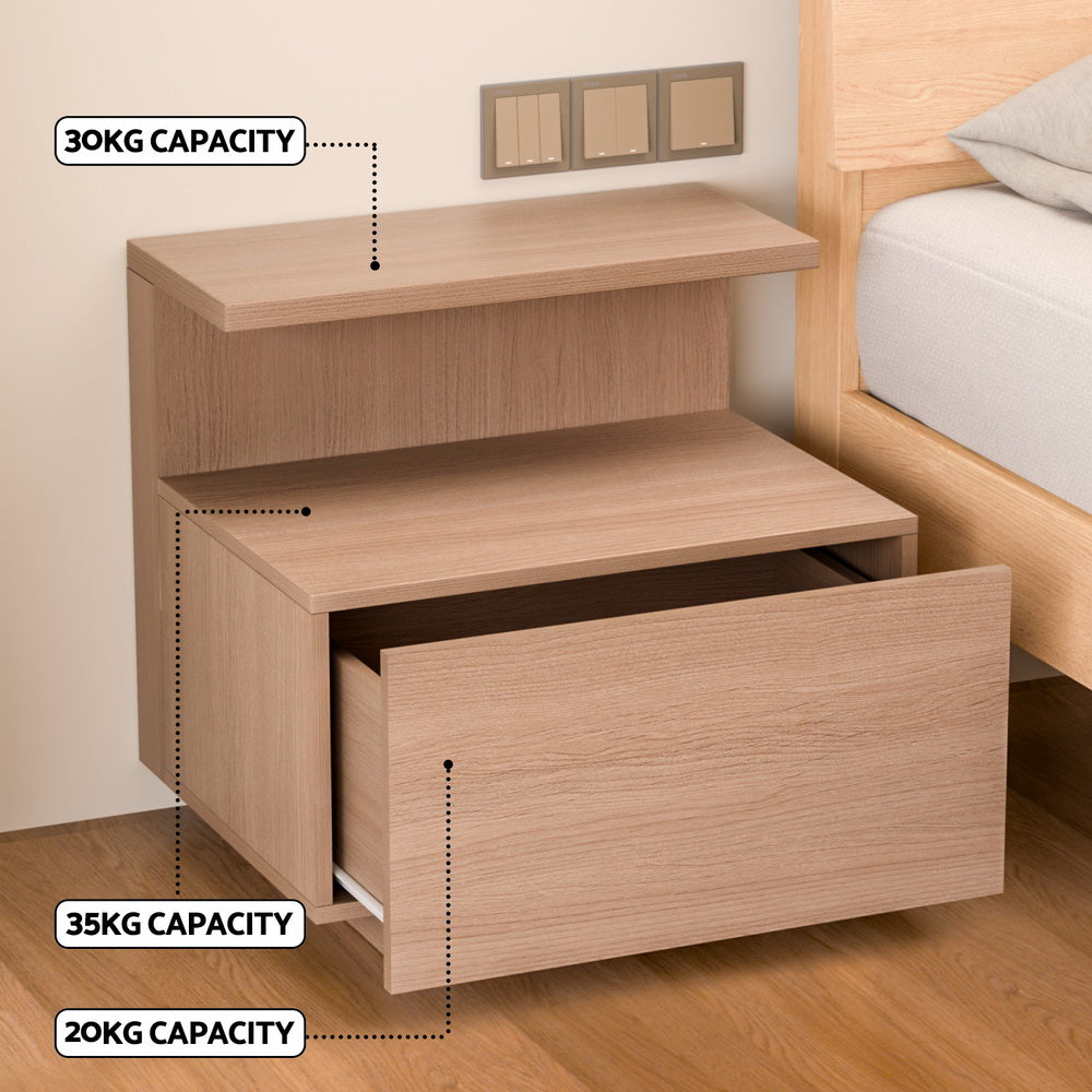 Artiss Pine Bedside Table 1 Drawer