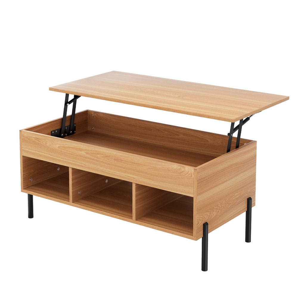 Lift-top Coffee Table with Storage and Metal Legs - Artiss