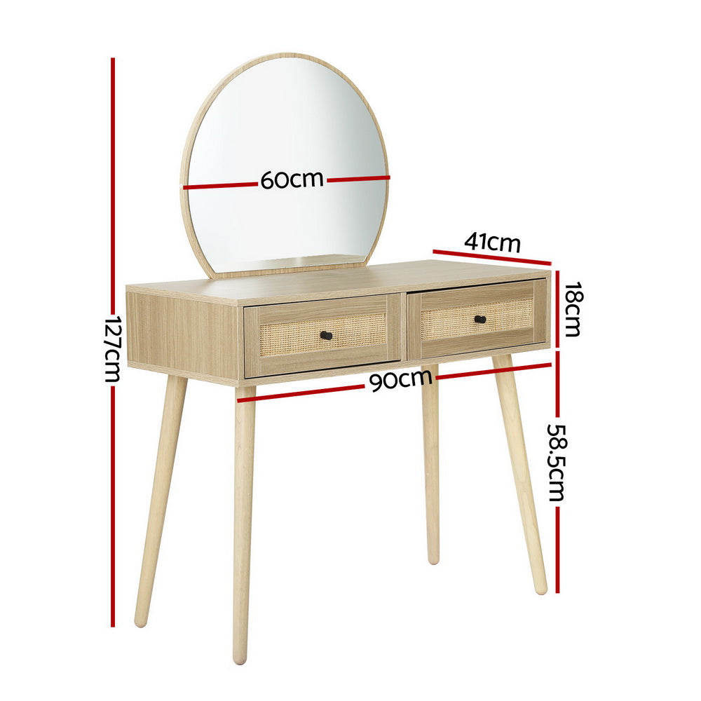 Frances Dressing Table Set Rattan Pine