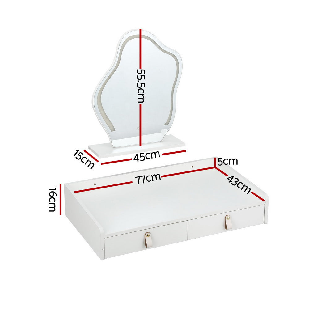 LED Floating Dressing Table with Storage Drawers – Artiss