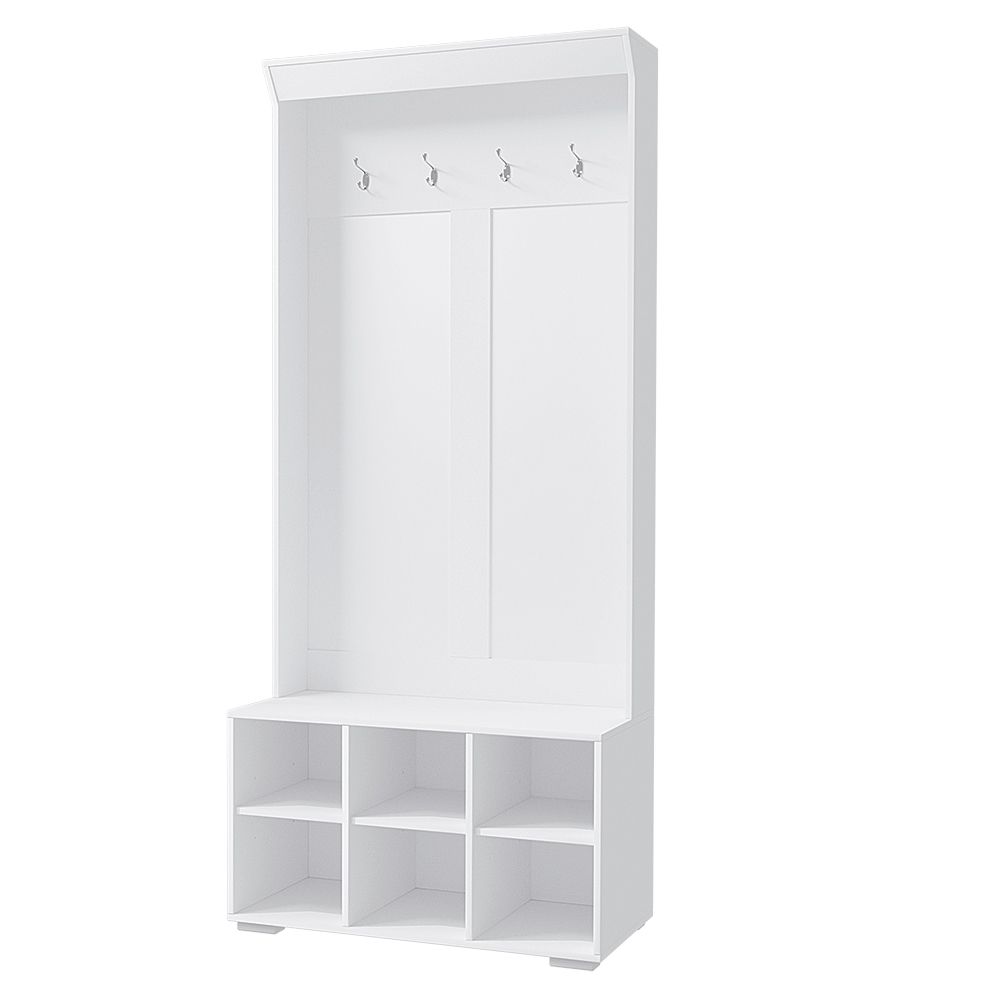Max Hall Tree Shoe Rack Bench Coat Rack 180cm White