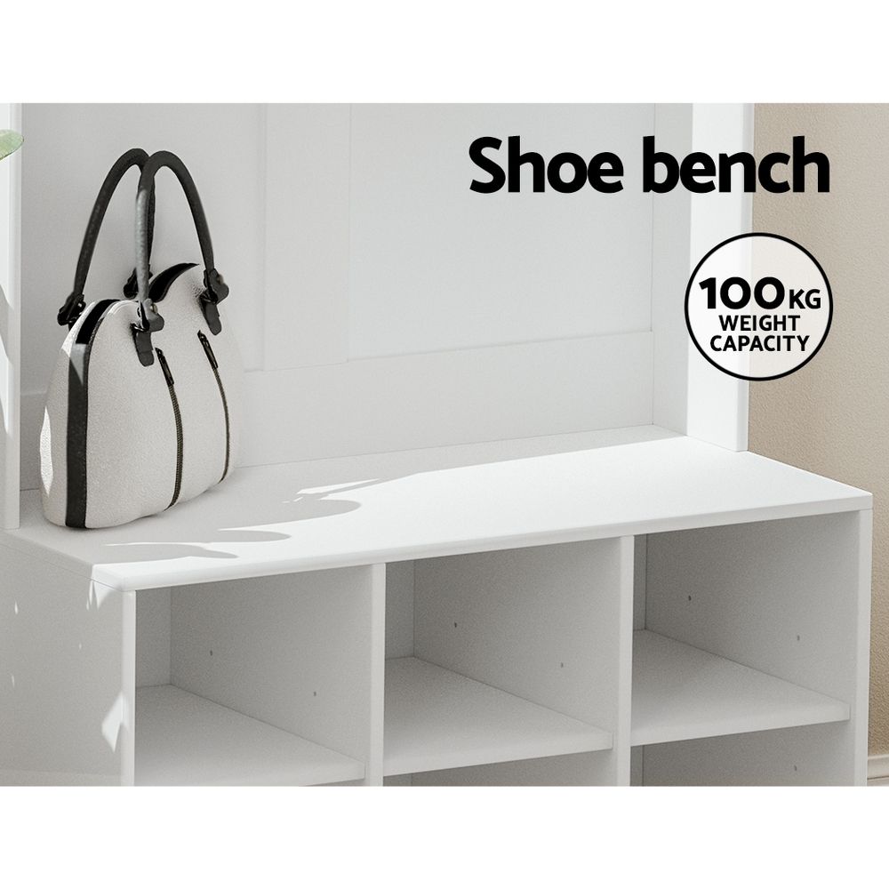 Max Hall Tree Shoe Rack Bench Coat Rack 180cm White