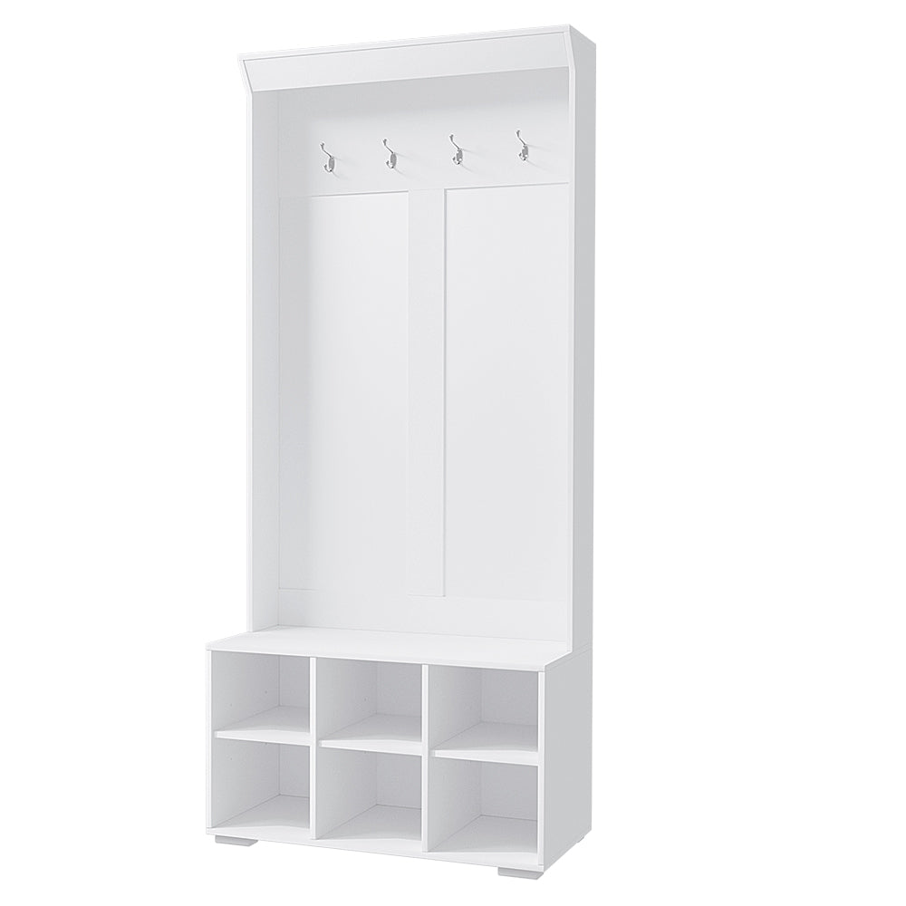 Max 180cm Hall Tree Shoe Rack Cabinet White