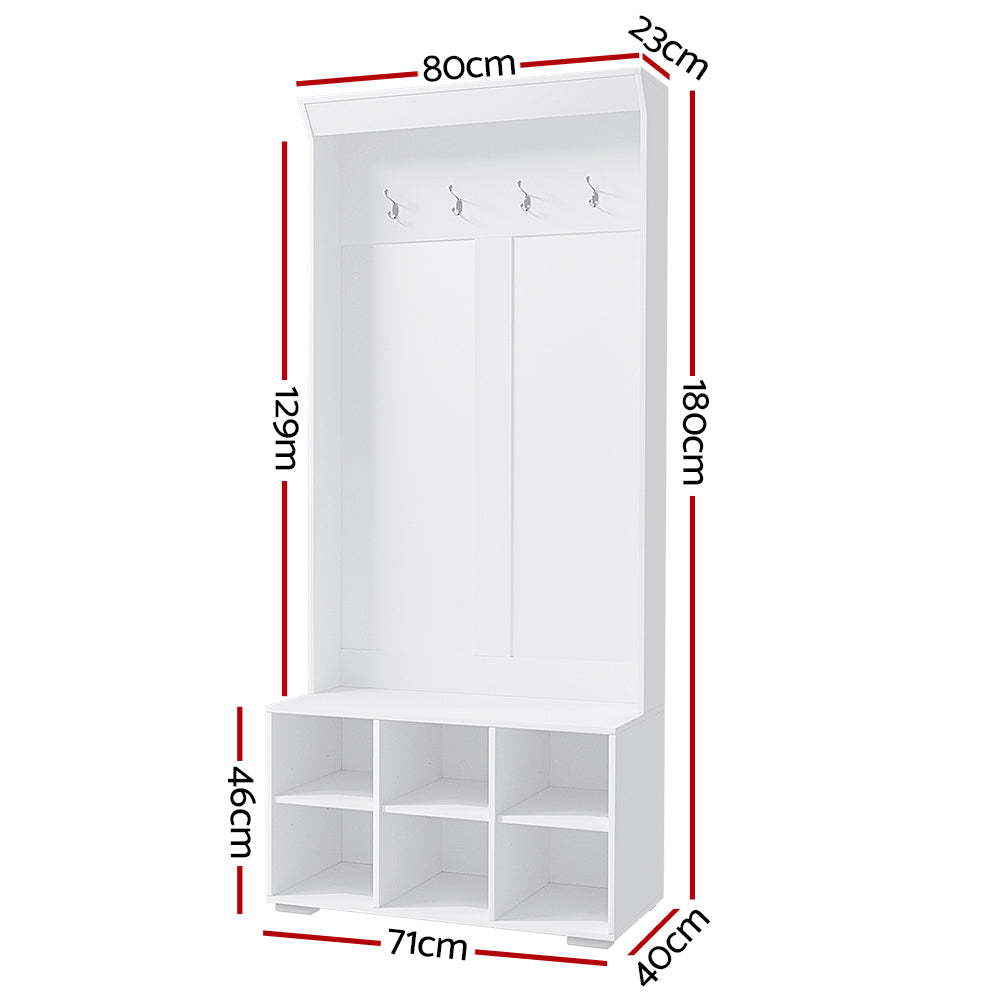 Max 180cm Hall Tree Shoe Rack Cabinet White
