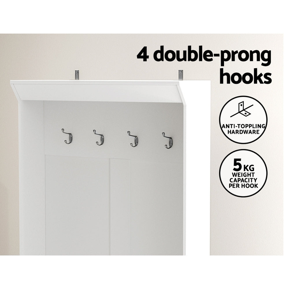 Max 180cm Hall Tree Shoe Rack Cabinet White