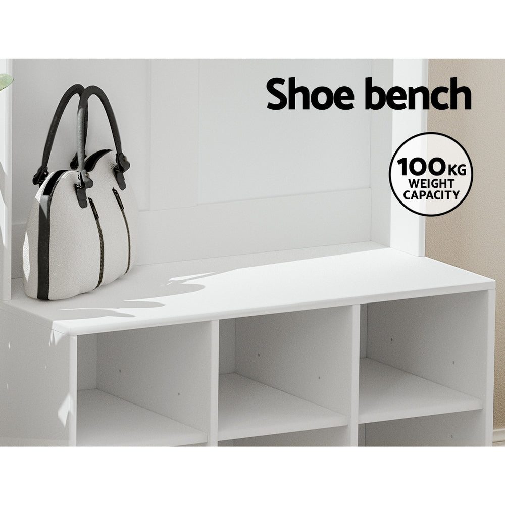 Max 180cm Hall Tree Shoe Rack Cabinet White