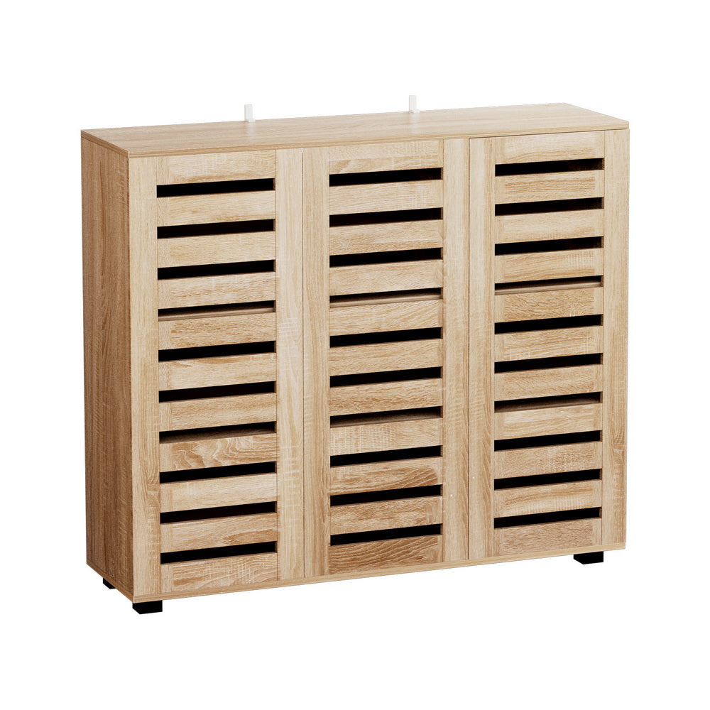 Alster Shoe Rack Cabinet 30 Pairs Adjustable Shelves Pine