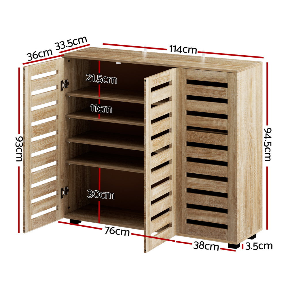 Alster Shoe Rack Cabinet 30 Pairs Adjustable Shelves Pine