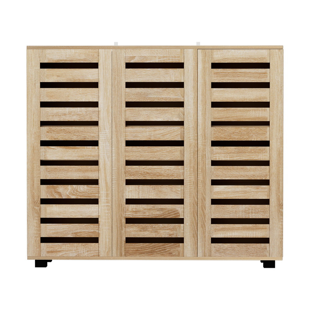 Alster Shoe Rack Cabinet 30 Pairs Adjustable Shelves Pine